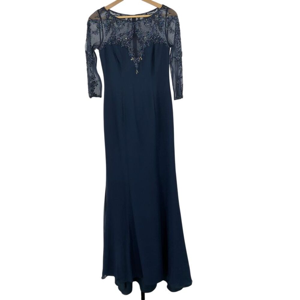 Basix Black Label Basix Long Sleeve Beaded Gown Blue S
